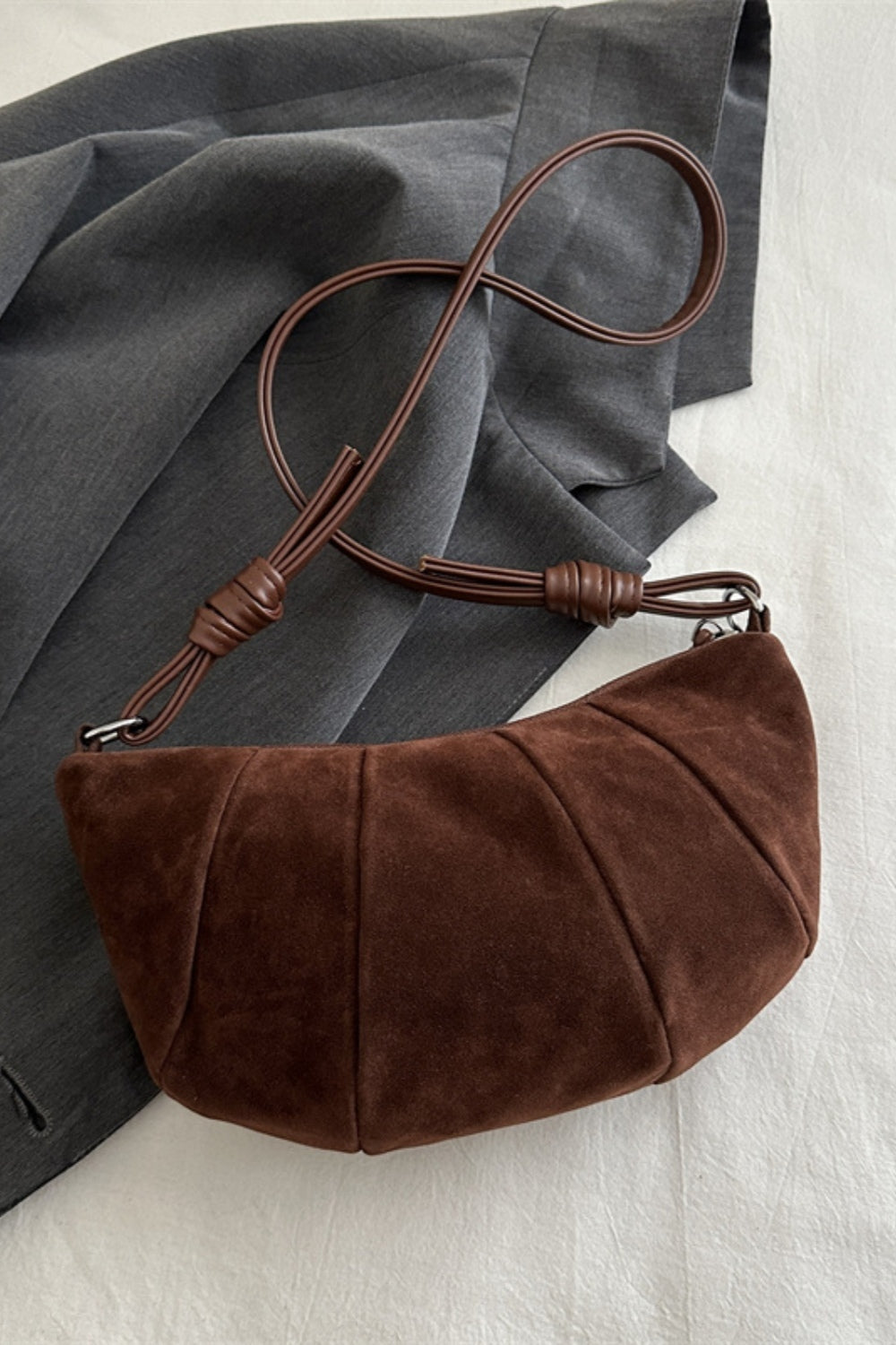 Suede Croissant Shape Shoulder Bag-Trendy