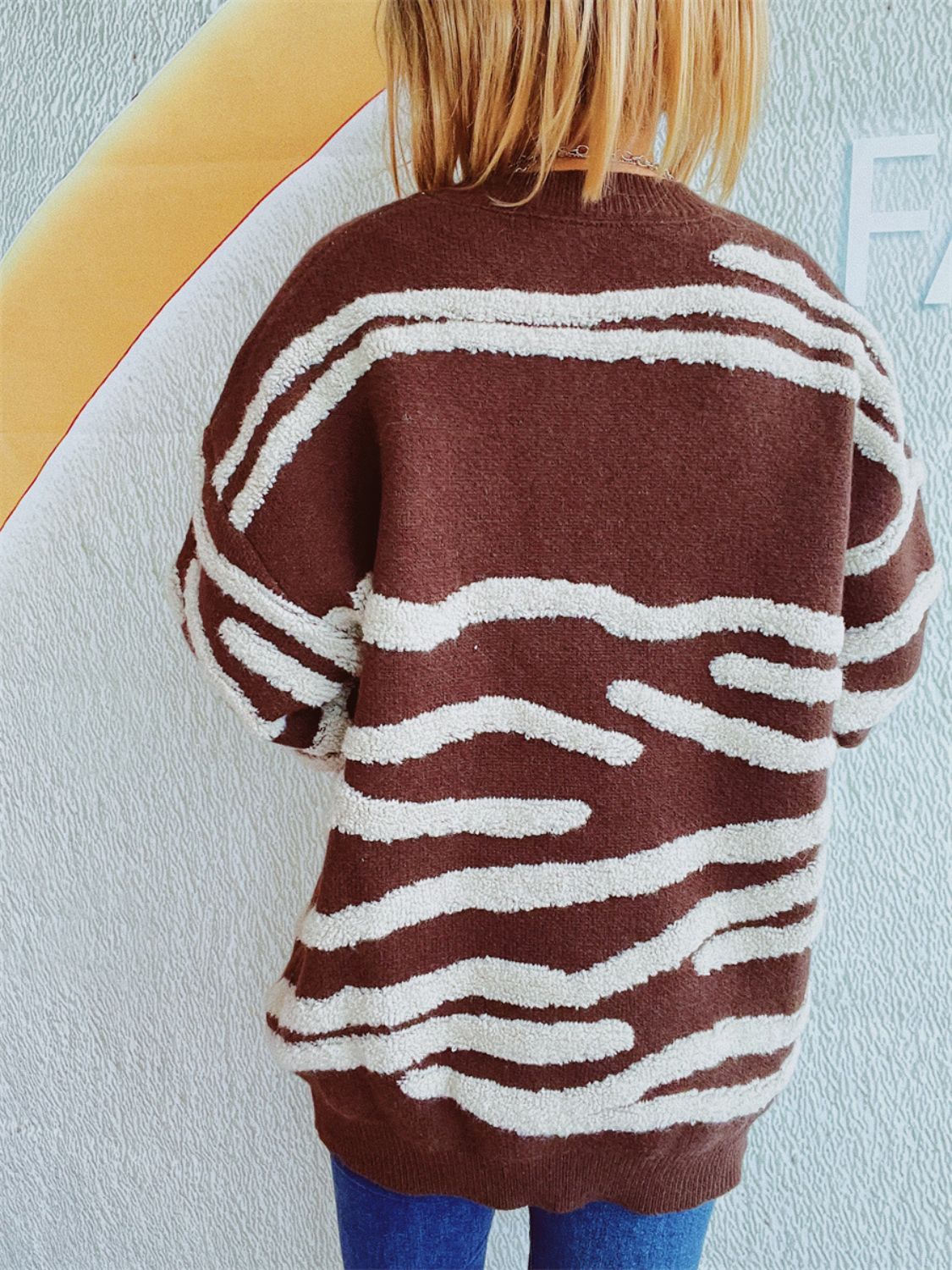 Contrast Round Neck Long Sleeve Sweater Stylish
